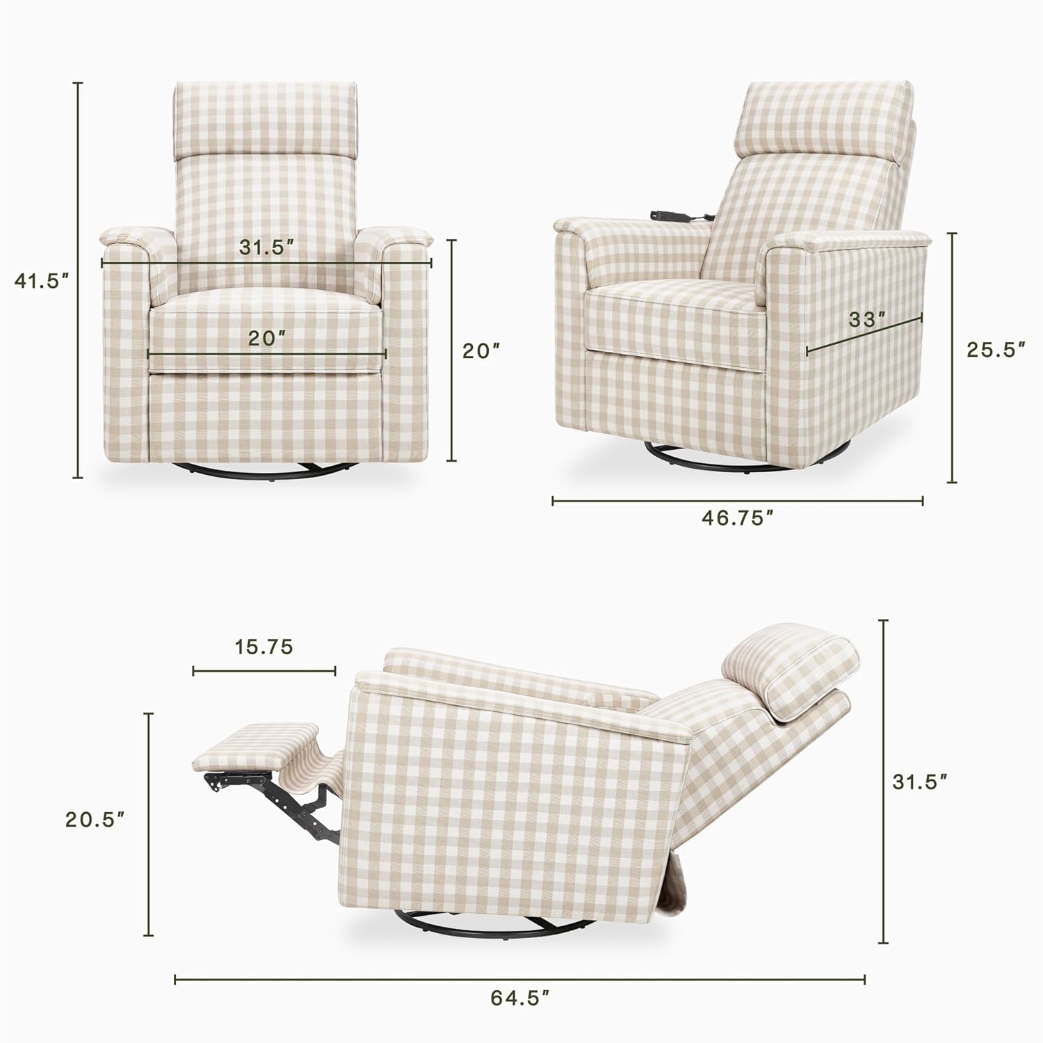 Namesake Willa Deluxe Power Recliner & Swivel Glider with Heat and Massage, Built-in USB Charging Port, Adjustable Headrest and Lumbar Support | Greenguard Gold and CertiPUR-US® Certified