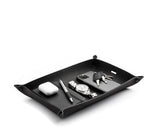 Main Street Forge Leather Valet Tray for Men – Rustic EDC Organizer for Keys, Phone & Wallet – Made in USA – Midnight Black
