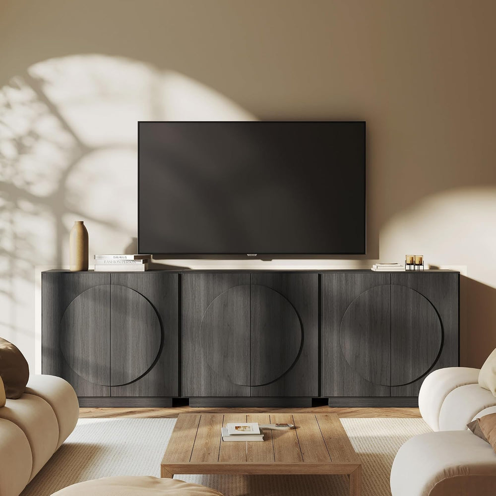 BELLEZE Modular Buffet Cabinet with Storage,Mid Century Modern Arched Sideboa...