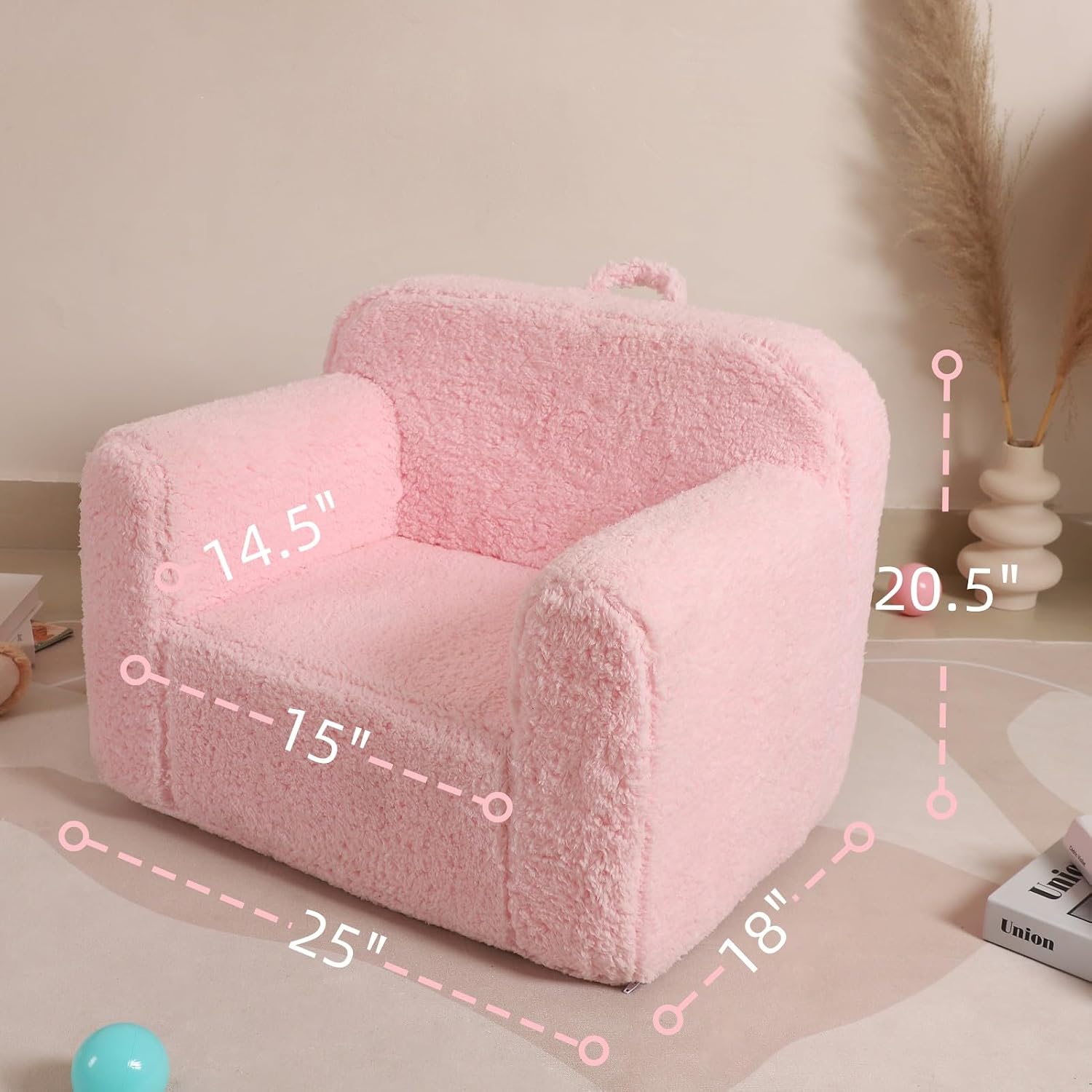 MOMCAYWEX Kids Snuggly-Soft Sherpa Chair, Comfy Sofa Chair, Pink | Kids Armchair Furniture, Removable Washable Soft Cover, Lightweight, Reading Playing Comfy Sofa Chair, Boys Girls