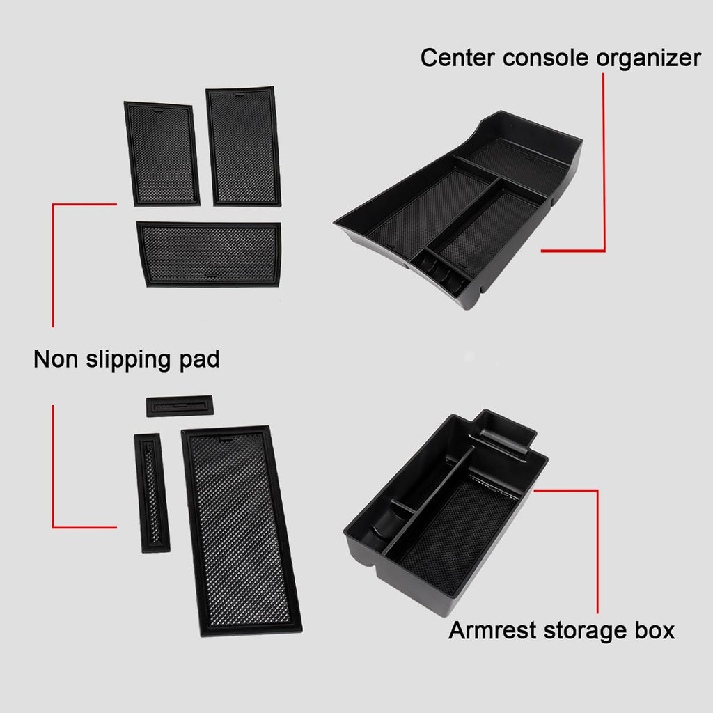 Center Console Organizer Compatible with Nissan Rogue 2021-2025 2026 Armrest Storage Box Insert Tray Interior Secondary Accessories(2PCS Center Console Tray)