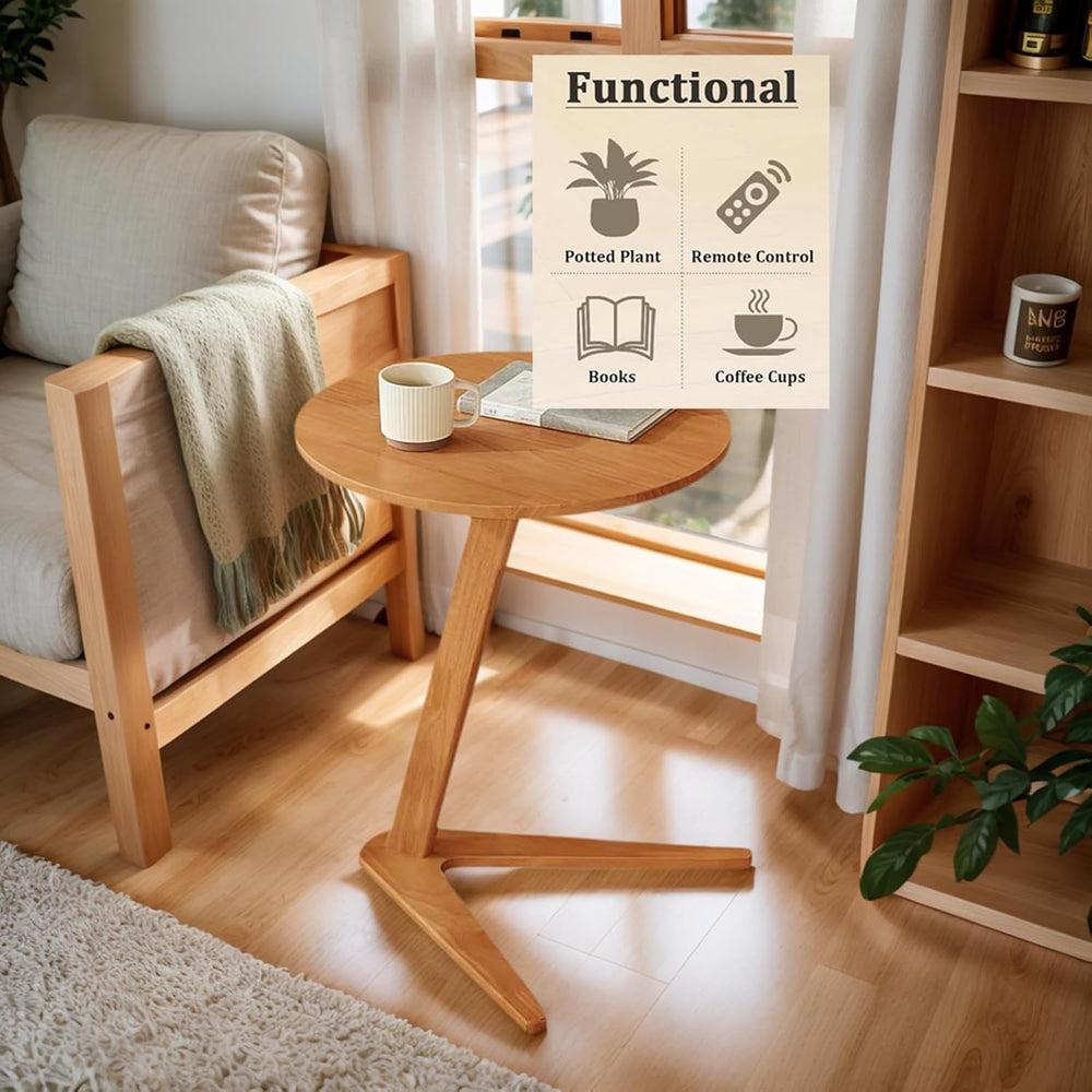 YUNMUARY-C-Shaped Side Table Round Side Tables for Couch Space-Saving Sofa Ta...