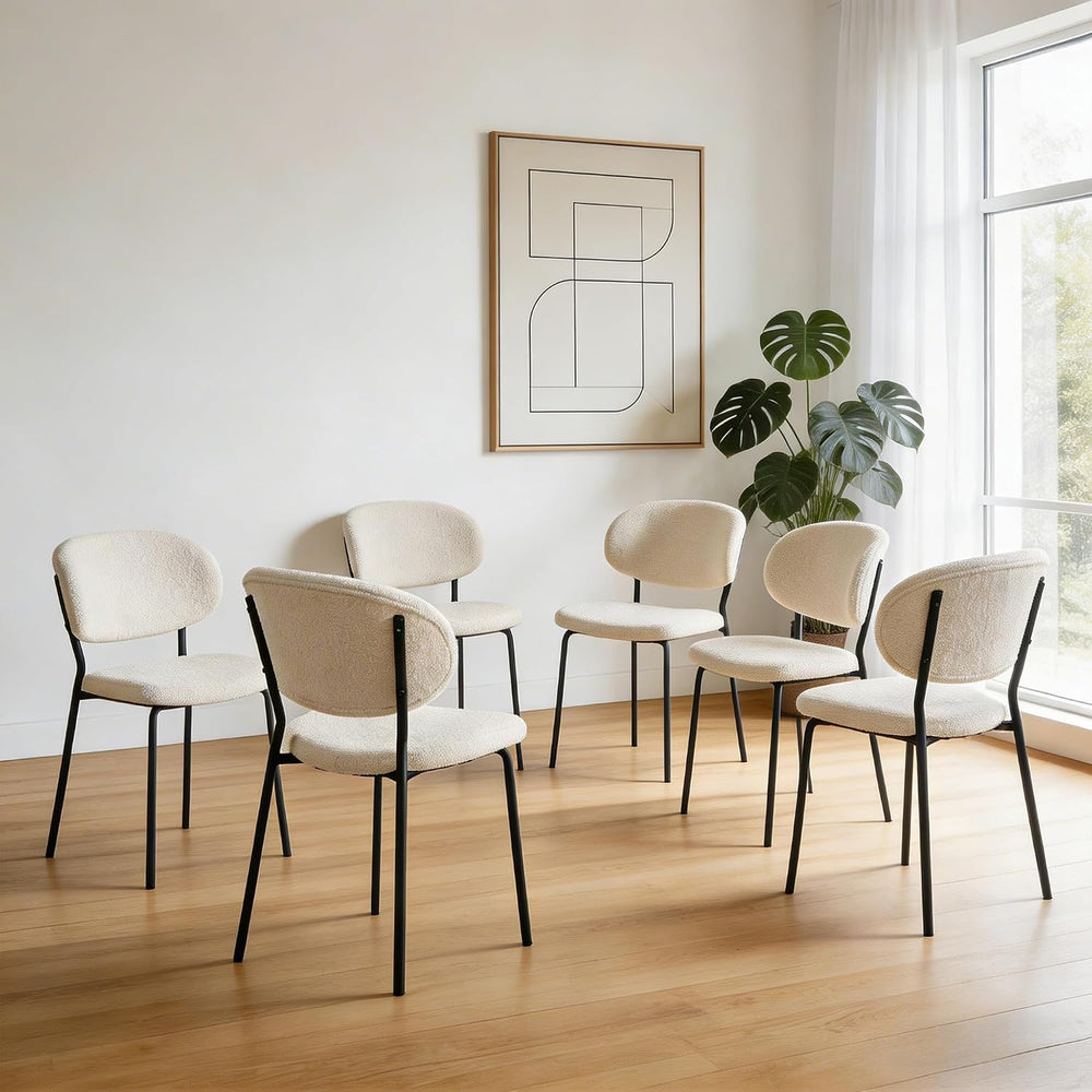 Homedot Boucle Dining Chairs Set of 4, Modern Fabric Upholstered Kitchen Side...