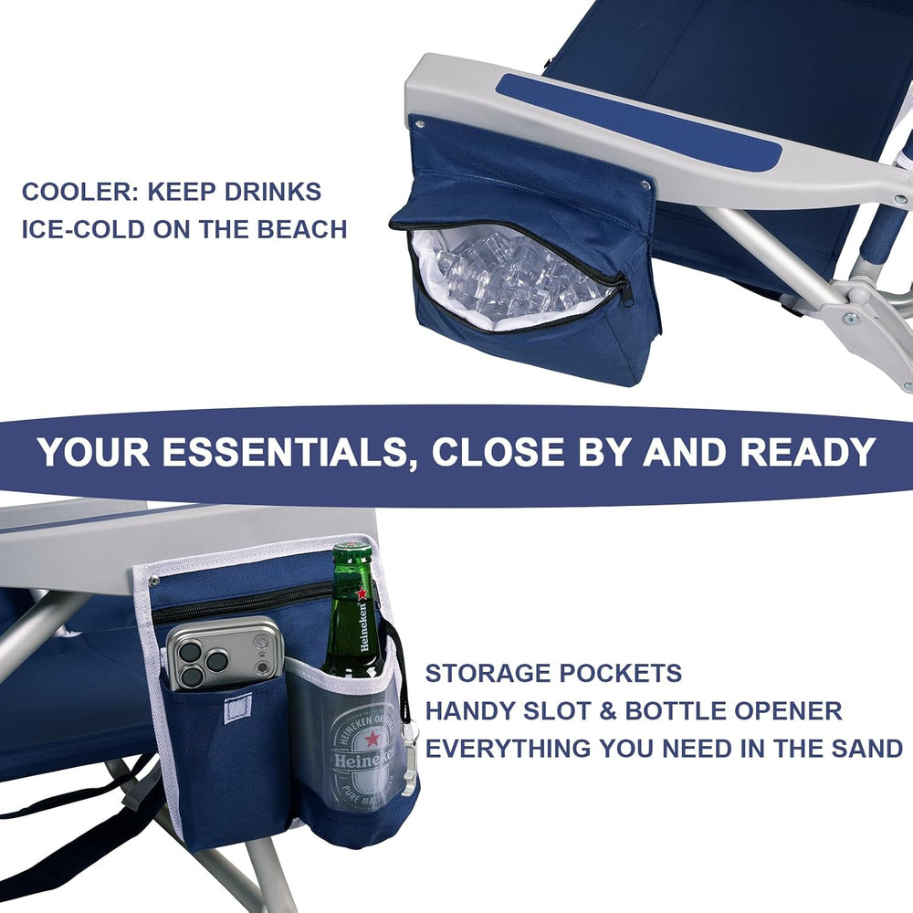 Beach Chair with Umbrella and Canopy Shade, Aluminum Backpack Beach Chairs fo...