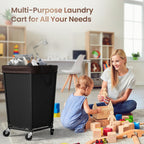 160L Laundry Basket with Wheels, 2-section Rolling Laundry Basket, Large Laundry Hamper with Wheels, Rolling Laundry Hamper Clothes Hamper for Home, Bathrooms and Dorm(Black)