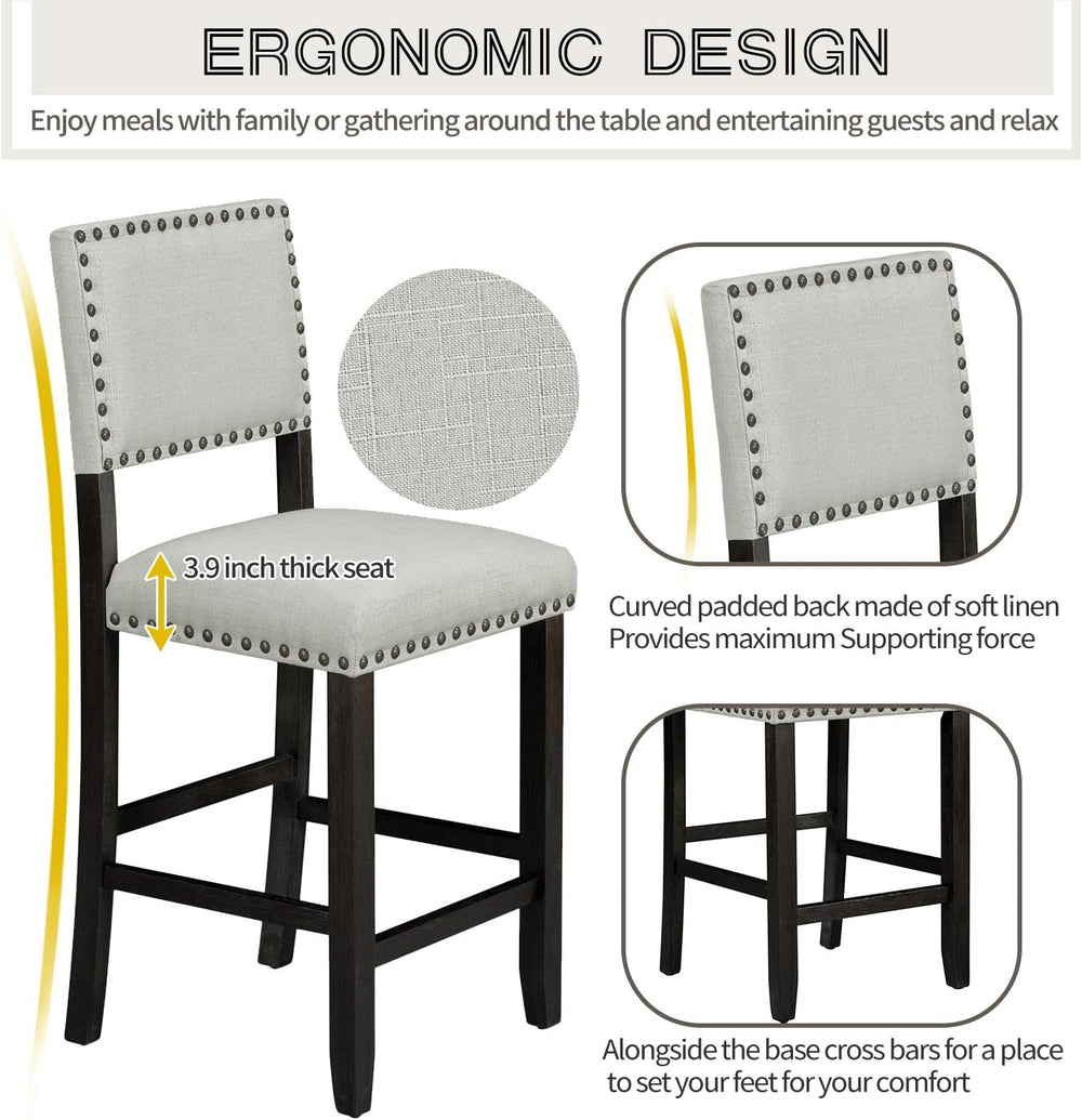 Merax 5 Pieces Counter Height Dining Set, Elegant Wooden Desk and 4 Upholster...