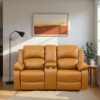 Recliner Sofa Set Couches for Living Room Chair Semi PU Fabric Living Room Furniture Sets, Adjusted Loveseat Reclining Couch Furniture Sofa Set for Theater Seating, Ginger