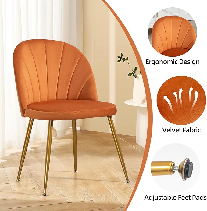 Velvet Dining Chairs Set of 4, Upholstered Mid Century Modern Dining Chairs, ...
