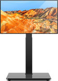 TAVR Swivel Floor TV Stand Base for 32-75 Inch TVs up to 110 lbs | Tall TV Stand for Bedroom with Height Adjustment and Tempered Glass Base for Media Storage, Max VESA 400x400mm, Black