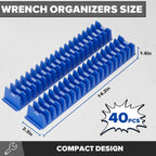 40PCS Magnetic Wrench Organizer Holder - Wrench Tool Organizers for Tool Drawer Storage, Wrenchs Storage Set with Metric & SAE Label, Organization Tool Gift for Professional Mechanics Men, Blue