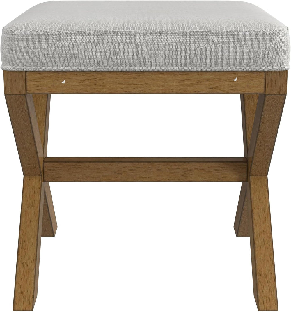 Hillsdale Somerset Backless Wood Vanity Stool for Makeup Room or Bathroom, Da...