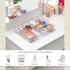 STORi SimpleSort Drawer Organizer Bins 6 pc Set, Multi-size, Bathroom Organizers and Storage, Makeup Organizer, Desk Organizer, Vanity Organizer, Clear Organizing Containers, Made in USA