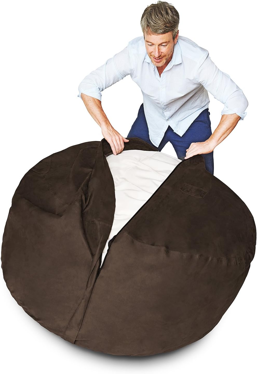 Lumaland Luxury Microsuede Outer Cover for Bean Bags Machine Washable 7-Foot ...