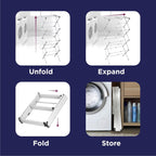 BLACK+DECKER 4-Tier Expandable Collapsible Clothes Drying Rack, Telescopic Height, Foldable Space-Saving Laundry Air Dryer for Towels, Shirts & Delicates – Durable Steel, No Tools Needed
