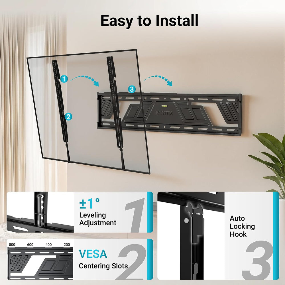 BONTEC Heavy Duty Fixed TV Wall Mount, 43-100 Inch TVs, Max VESA 800x600mm | ...