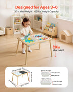 VEVOR Sensory Table for Toddlers, Wooden Kids Activity Table with Reversible Double-Sided Board, Storage Bins, and Non-Slip Feet, for Boys and Girls Playing Sand and Water, Drawing, Studying, Dining