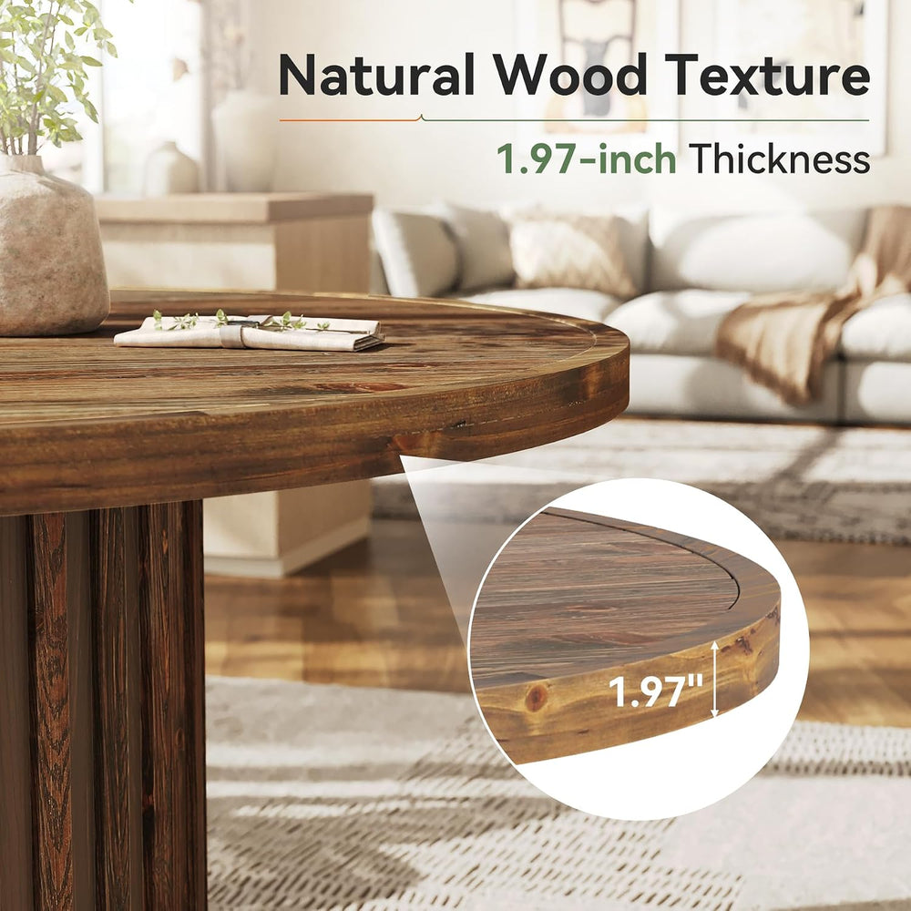 Tribesigns 47-Inch Round Dining Table for 4-6, Farmhouse Wood Kitchen Table w...