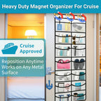 Magnetic Cruise Organizer, 14 Large Durable Pockets Over The Door Organizer For Cruise Ships, Magnetic & Hanging Cruise Organizer, Cruise Essentials 2026 （ 67" x 21.6"）