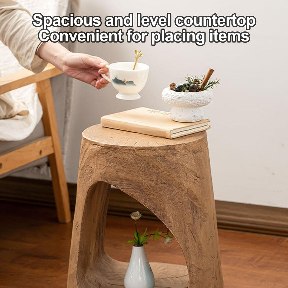 MGO Accent Side Table, Hollow Round-Shaped Decorative Accent Side End Table, ...