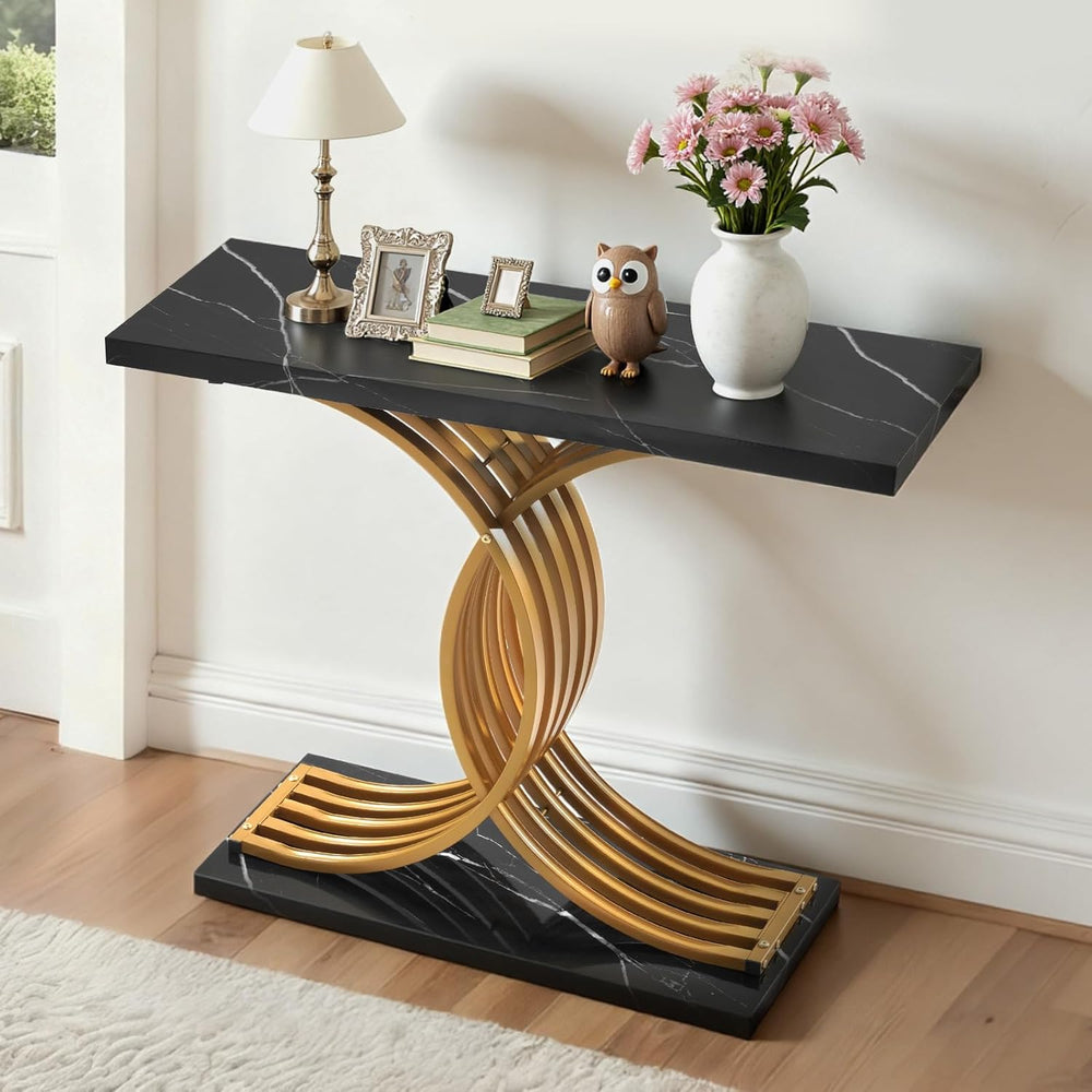 VEVOR 39 in Gold Console Table, Modern Desk Behind The Couch, Wood Rectangle ...