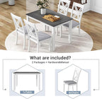 Ball & Cast Dining Table Set for 4 with 4 X-Back Chairs,5-Piece Wooden Living Room Furniture W/ 44.5" Rectangle Kitchen Desk,for Small Space,Apartment,Dining Room,Grey