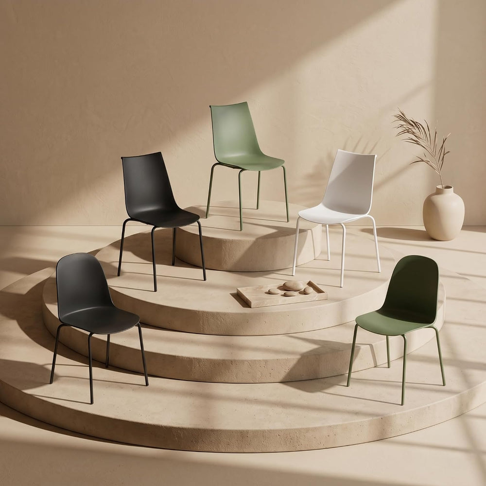 KISLOT Dining Chairs Set of 4, Plastic Outdoor Dining Room Chairs with Metal ...