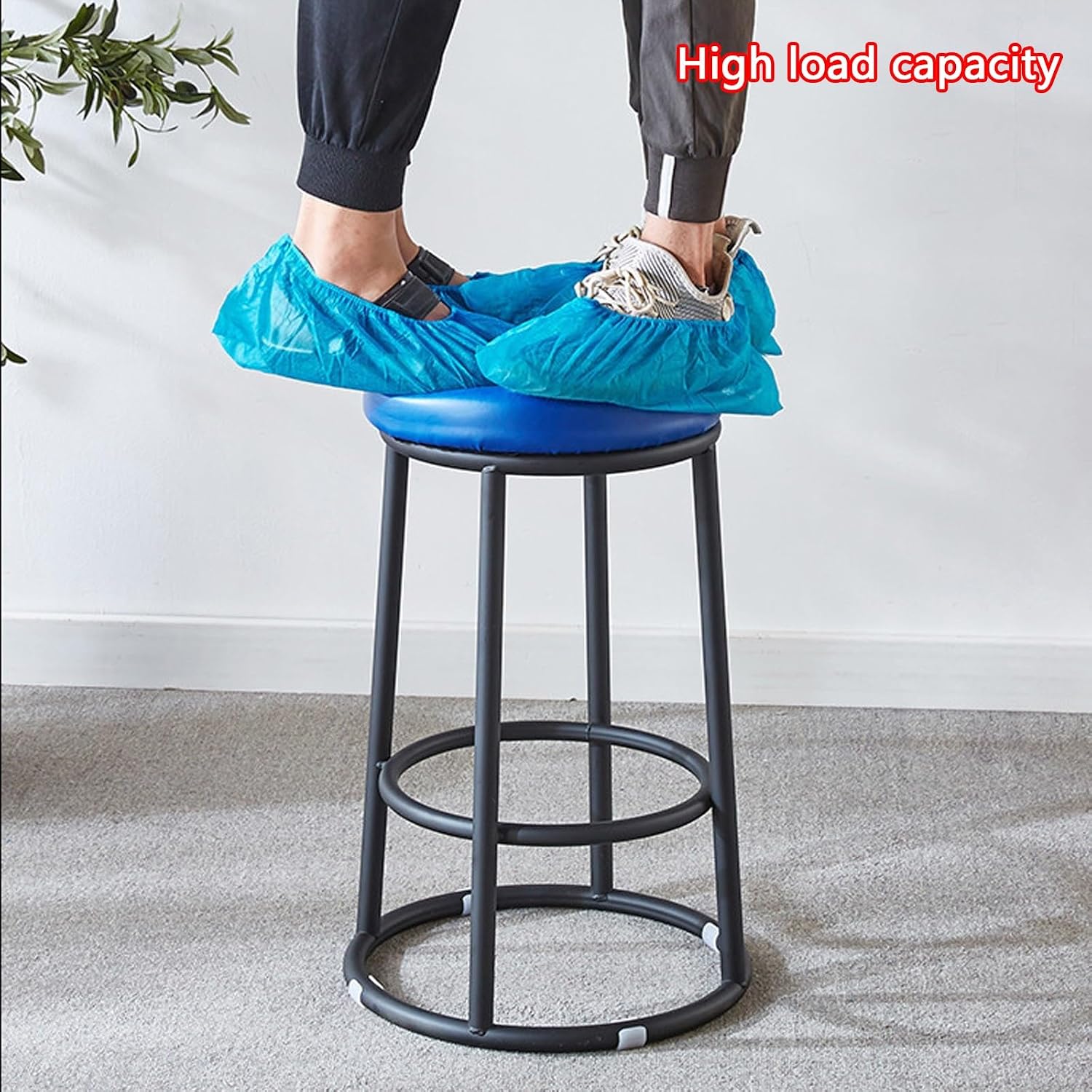 Backless Counter Stools, Metal Bar Stools, Office Three-Ring High Chair, Widen The Large Seat Surface, for Pub Coffee Home Dinning Kitchen Island(Red,45cm/18in)