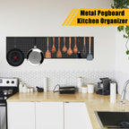 PBHEPJ 6 Pcs Metal Pegboard Panels, Heavy Duty Peg Boards for Garage and Garden Tool Storage, Includes Drywall Anchors and Screws Kits, Black