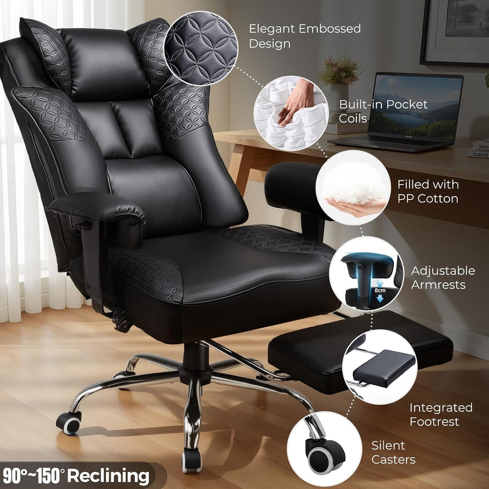 COMHOMA Big and Tall Gaming Chair with Footrest Ergonomic Office Chair