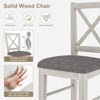 5-Piece Dining Table Set for 4, Solid Wood Kitchen Table Set with 4 Upholstered Dining Chairs, 47'' Farmhouse Structure Table & Chair Set for Kitchen, Dining Room, Restaurant, Washed Gray
