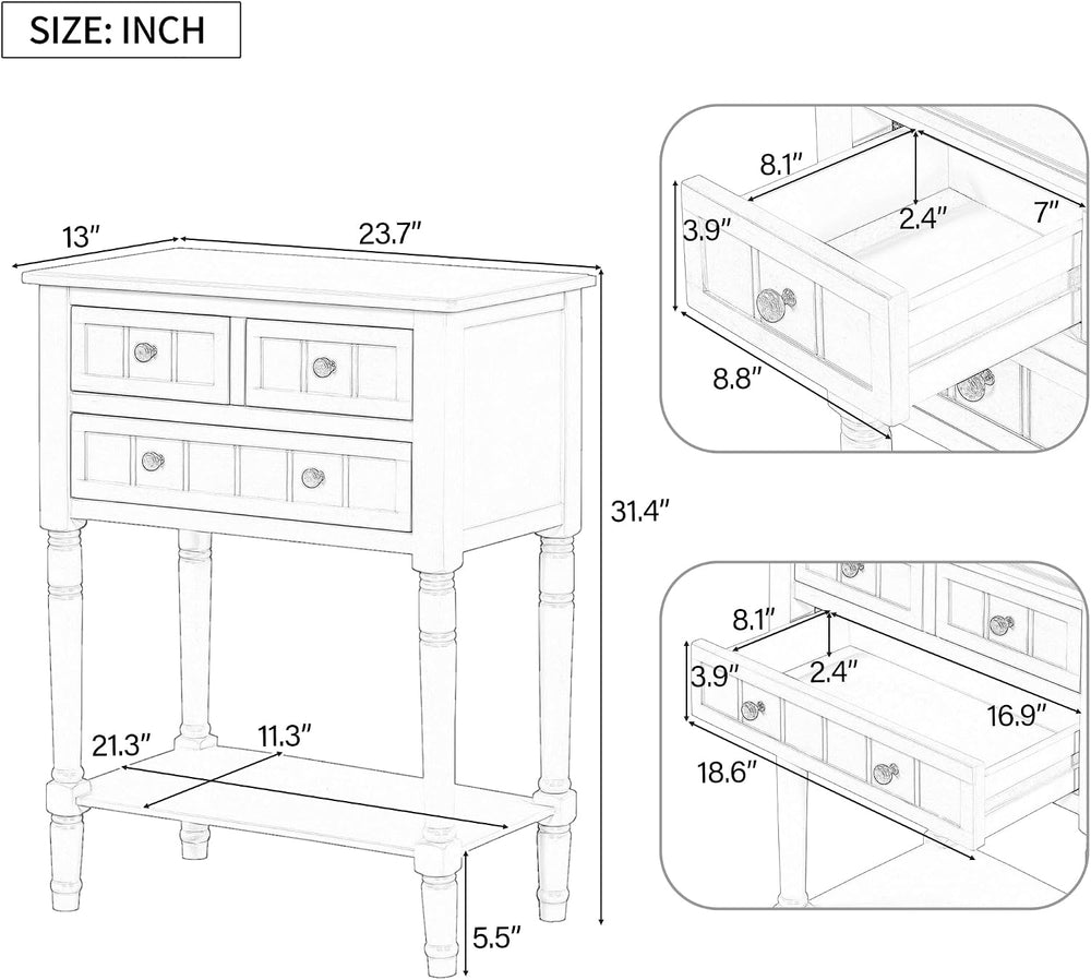 Merax Small Entryway Table with Drawer ans Shelf, Navy | Slim Sofa Table Behi...