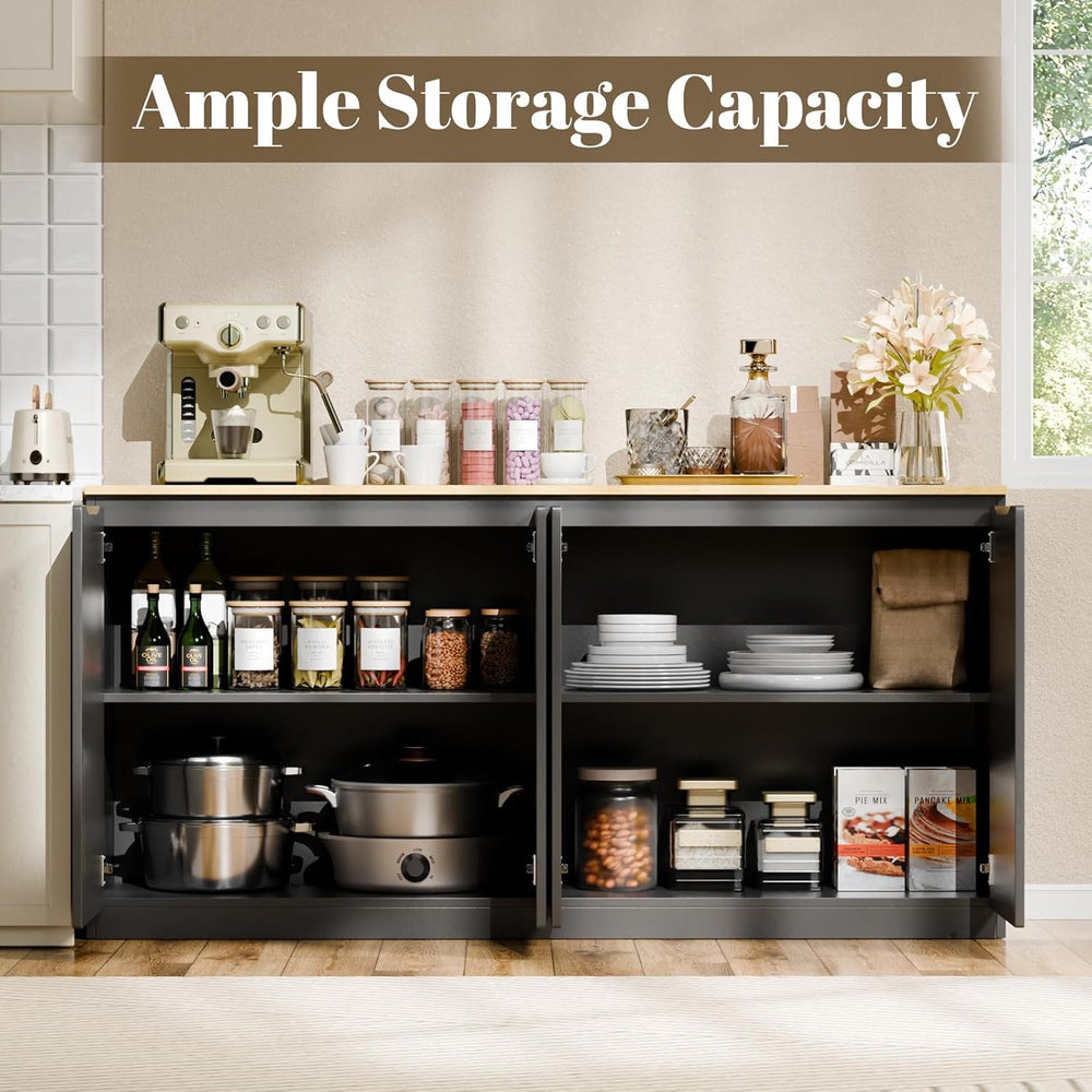 63" Fluted Sideboard Buffet Cabinet with Storage,Large Modern Accent cre...