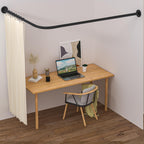 Stretchable 304 Stainless L Shaped Bathroom Bathtub Corner Shower Curtain Rod Rack (Black 24"-69" x 24"-85", Maximum size 114''), Drill Free Install, for Bathroom,Clothing Store,Private space
