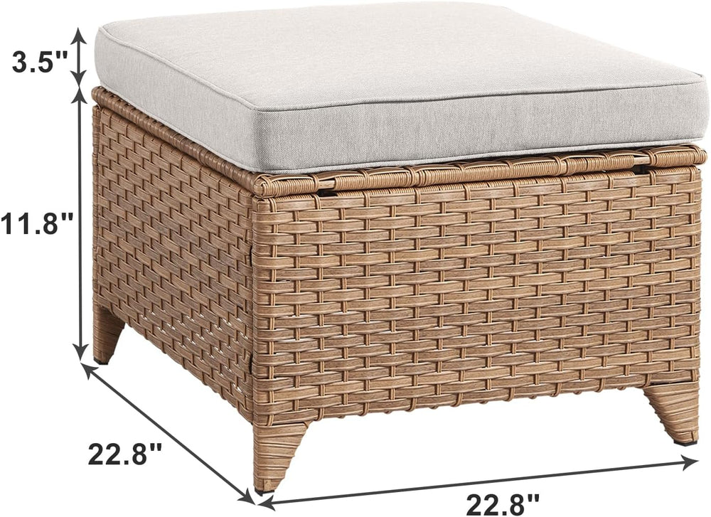 Rilyson Luxury Outdoor Wicker Patio Ottomans Set of 2, 250 lbs Capacity Ratta...