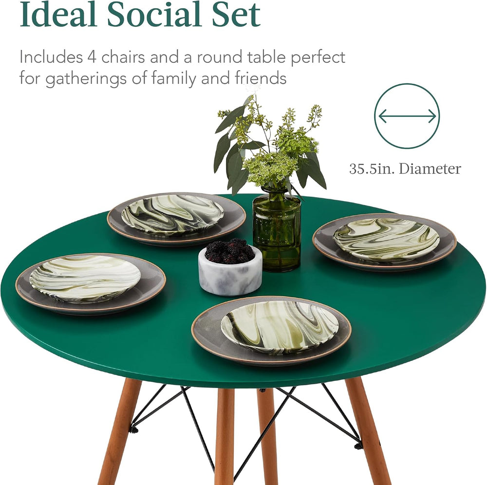 Best Choice Products 5-Piece Dining Set, Compact Mid-Century Modern Table &am...