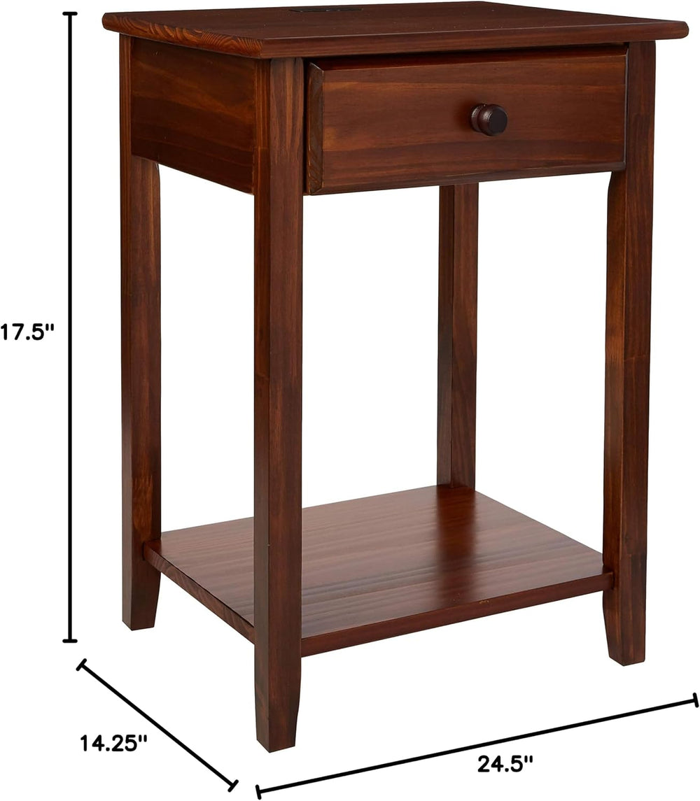 Casual Home Owl Night Stand with USB Port Charging Station and Drawer, 17.5&q...