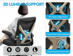 Ergonomic Office Chair - X-Shaped Computer Desk Chair Comfy, Gaming Chair, Office Chair with Lumbar Support, Mesh Office Chairs, Desk Chair for Long Hours(Black Gold)