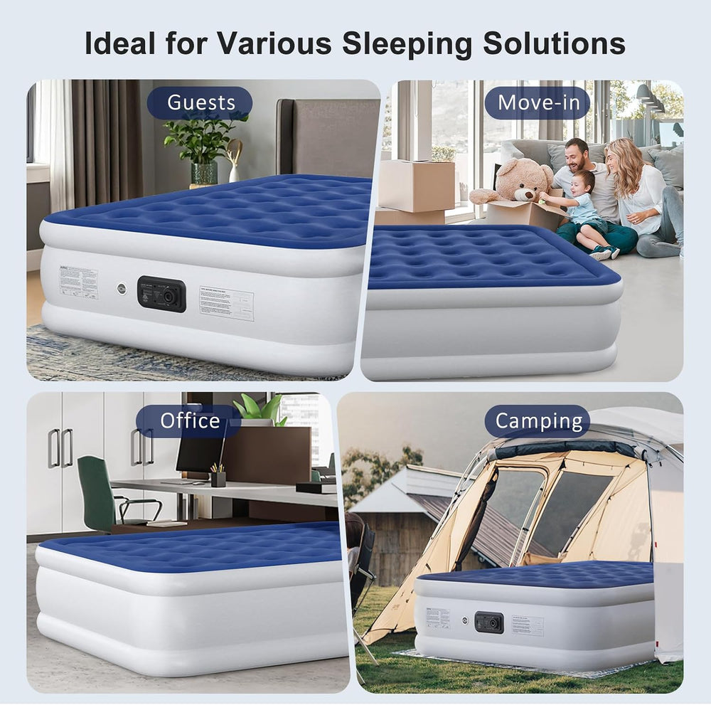 Full Air Mattress with Built in Pump, 18" Raised Inflatable Mattress, Se...