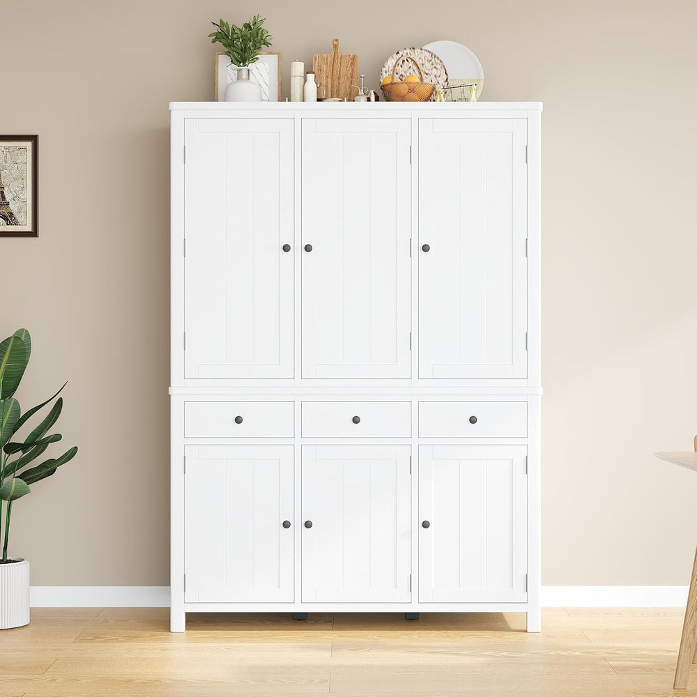Farmhouse 74.8''H High Freestanding Kitchen Pantry,Large Cupboard Sto...