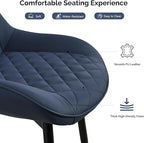 Dining Chair Set of 6, Modern Dining Chairs with Thick Cushions, Faux Leather Upholstered Kitchen Dining Room Chairs with Metal Adjustable Legs for Dining Living Room, Blue