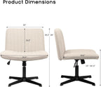 PUKAMI Criss Cross Chair,Comfy Cross Legged Office Desk Chair No Wheels,Modern Fabric Swivel Adjustable Height Mid Back Wide Seat for Home Office Computer (Beige)