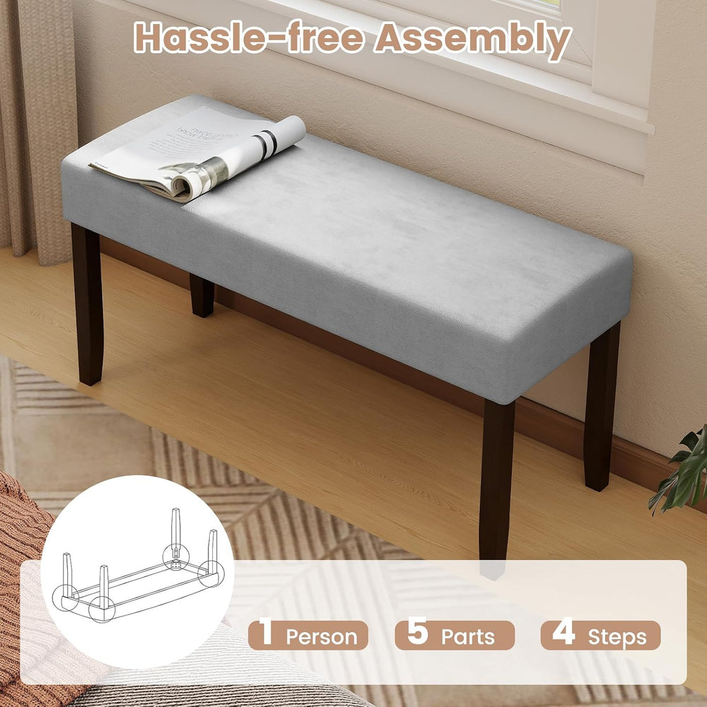 Giantex 40.5" Upholstered Entryway Bench with Padded Seat & Solid Ru...