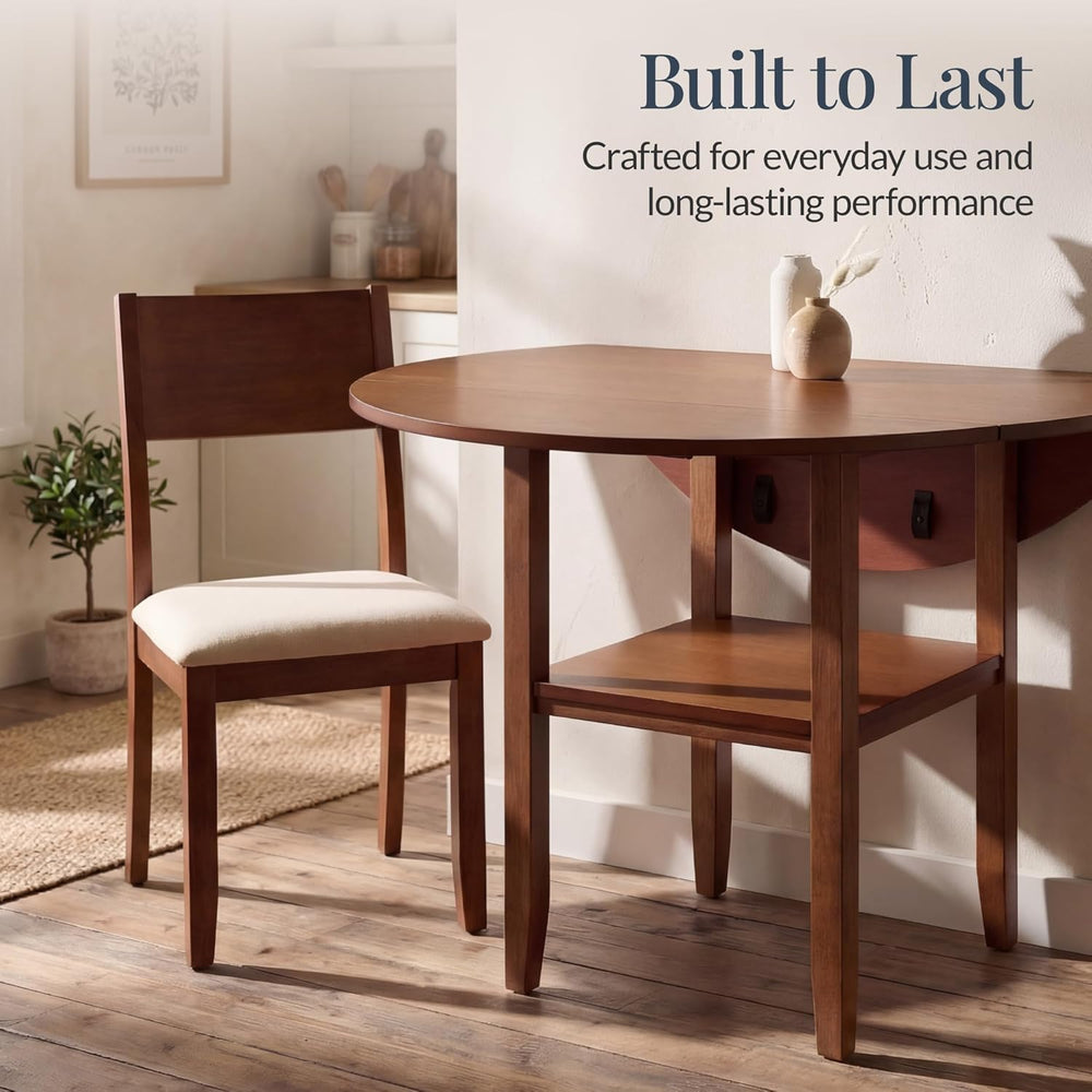 Best Choice Products 42" Round Drop Leaf Dining Table for 4, Solid Wood ...