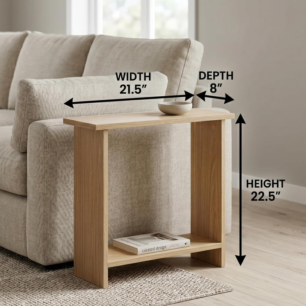 Narrow Side Table for Living Room, Slim End Table for Small Spaces Between Co...