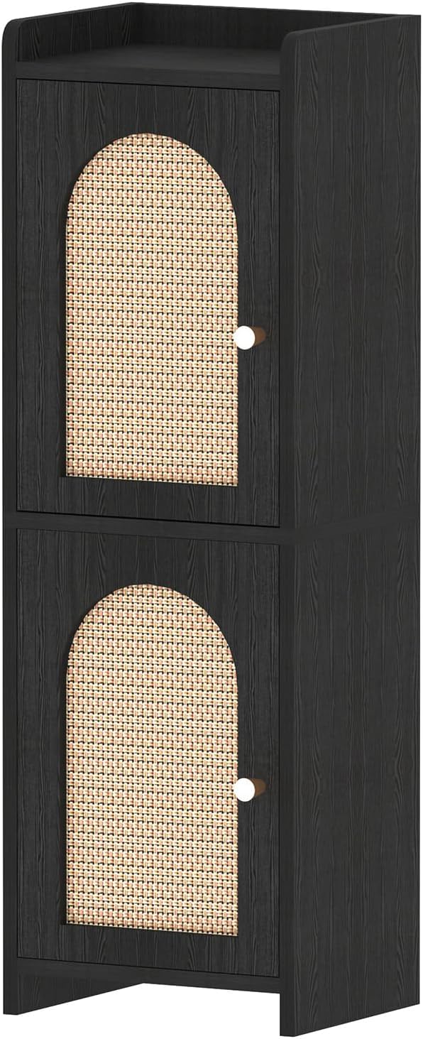Arbuxzuy Rattan Bathroom Storage Cabinet with 2 Doors and Adjustable Shelf
