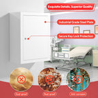 Wall-Mount Locking Medicine Cabinet: Large Metal Storage Organizer Box with Key Lock - First Aid Medicine Cabinet 3 Compartment Design for Bathroom Home Office (15.75" H x 11.82" W x 4.72" D)