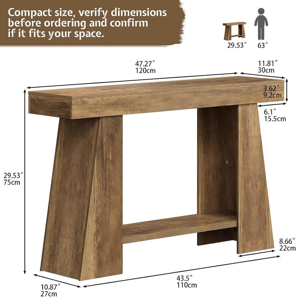 47.24" Farmhouse Entryway Console Table, Narrow Sofa Table Behind Couch,...