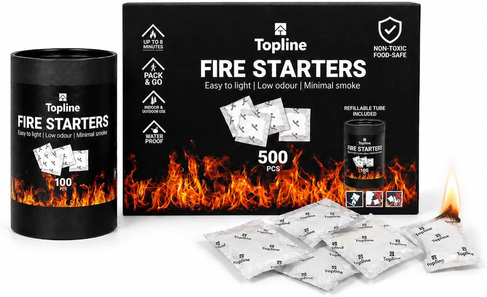 Topline Fire Starters 500-Pack Bulk Supply — Waterproof Odorless Fire Starter...