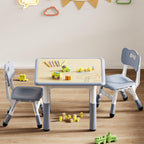 Brelley Kids Table and 2 Chairs Set, Height Adjustable Toddler Desk and Chair Set, Graffiti Desktop, Classroom/Daycare/Home, Children Multi-Activity Table for Ages 3-8