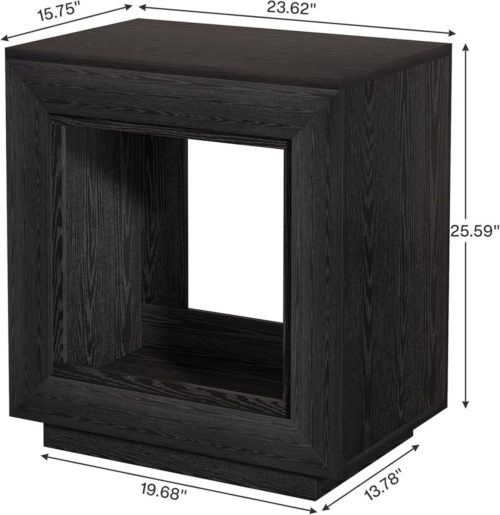 Tribesigns Rustic Brown End Table, 24" Side Table with Storage Shelf, Fa...